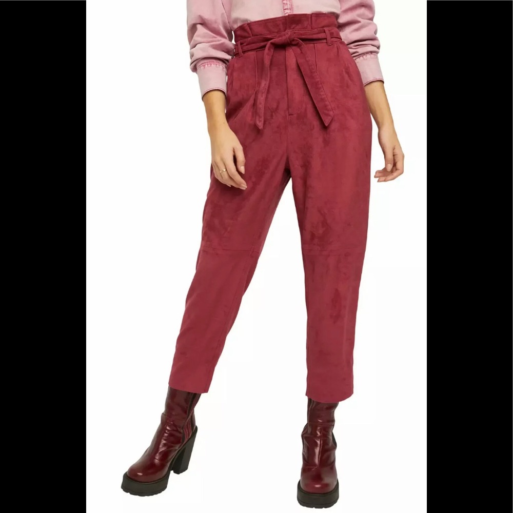 FREE PEOPLE NIGHTFALL VEGAN SUEDE PANT QUEEN POMEGRANATE SIZE 4